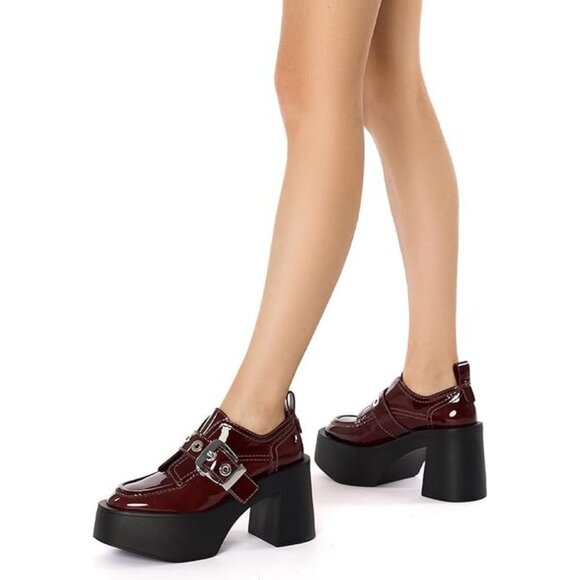 Larroude Stewart Platform Heels Burgundy Wine Size 10